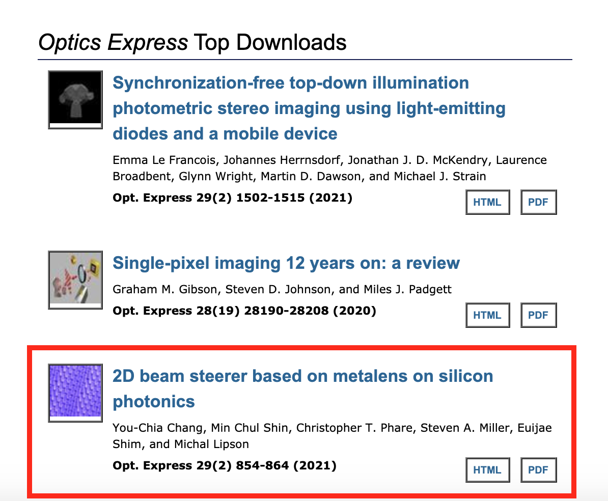 Our paper "2D beam steerer based on metalens on silicon photonics" is